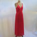 vtg TEXSHEEN Red Nylon Silky LACE Long Nightgown Robe Peignor Set USA M EUC