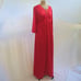 vtg TEXSHEEN Red Nylon Silky LACE Long Nightgown Robe Peignor Set USA M EUC