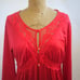 vtg TEXSHEEN Red Nylon Silky LACE Long Nightgown Robe Peignor Set USA M EUC