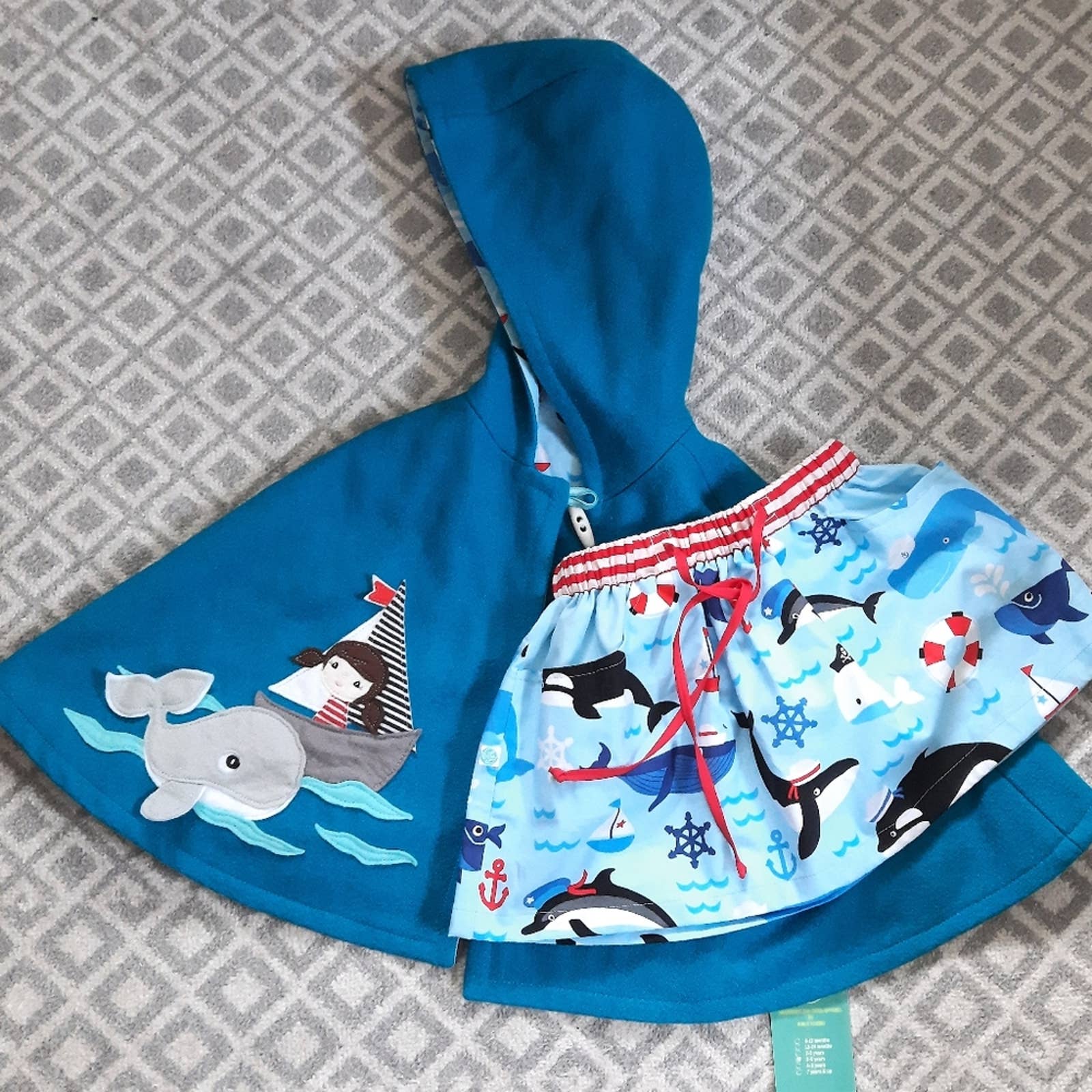 Viola Studio Handmade Nautical Wool Capelet + Matching Skirt For Toddler