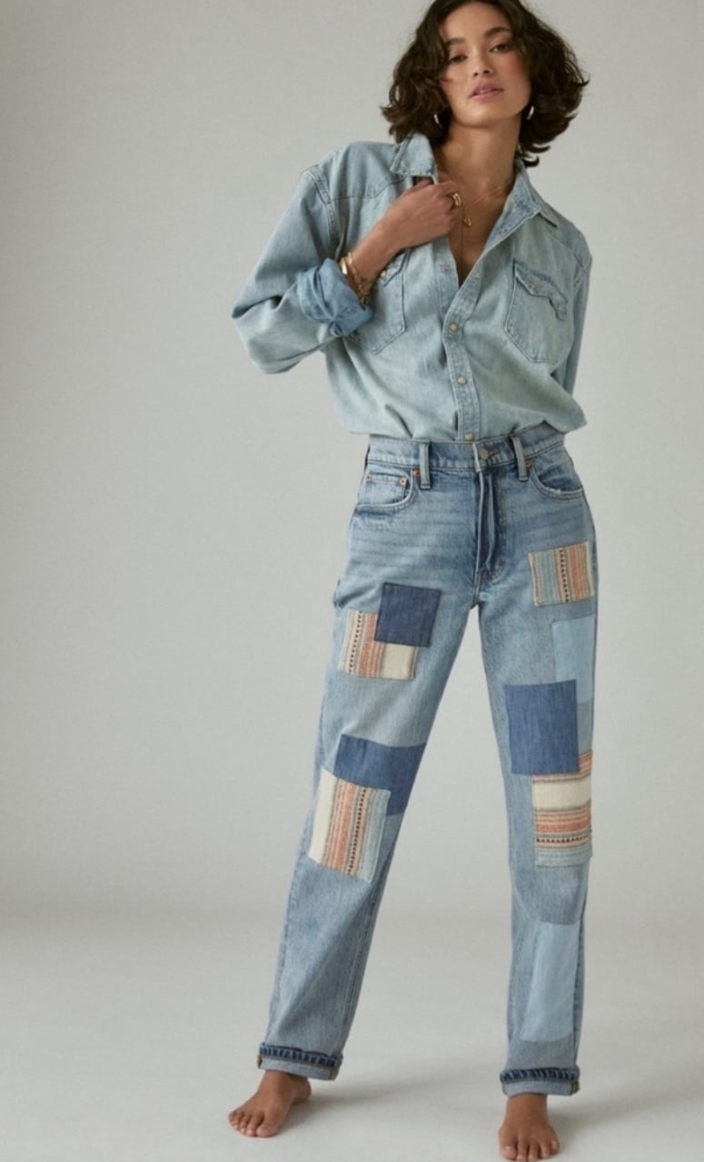 Lucky Legend Boy Mid Rise Relaxed Straight Patchwork Jeans 10