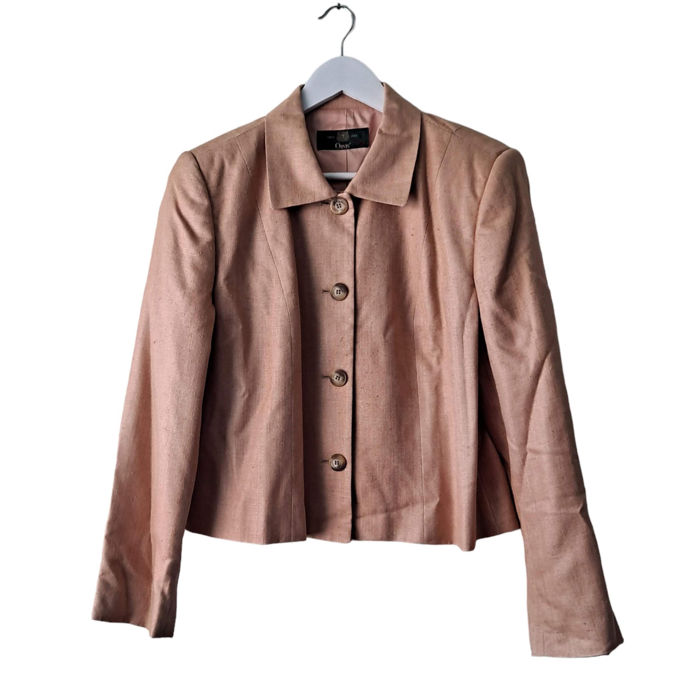 Orvis Vintage Metallic Pale Pink Rose Gold 4 Button Crop Blazer Jacket Size 12