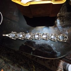 Vintage parure thermaset mid century mint silvery gray bracelet