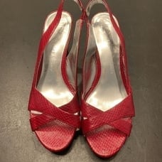 Etienne Aigner Women's Crisscross Strap Texture Red Sling Back Wedge Sandals 6.5