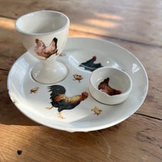 Max Roesler Egg cup, plate and salt jar - antique