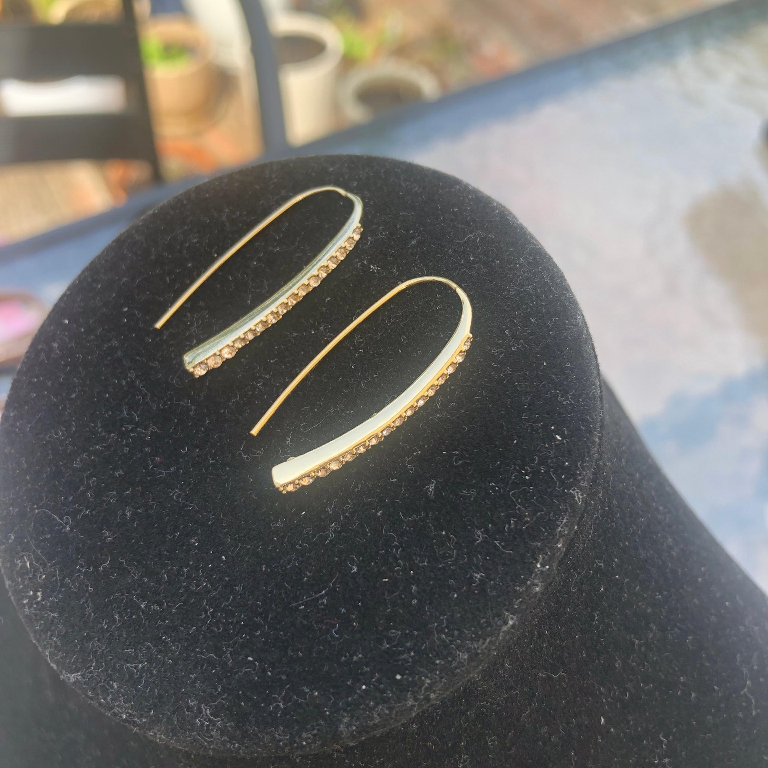 Givenchy EUC Women's Pave Threader Earrings Gold Tone French Wire Closure