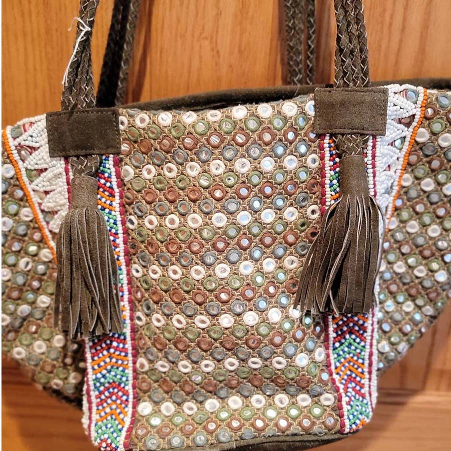 Large Bag Banjara Ethnic Shoulder Bag Suede Bag, Fashion Bag , Multicolor Bag