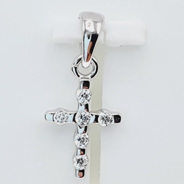 Criss Cross Cristian Pendant Simulated Diamond Pendant 925 Silver US925P1063
