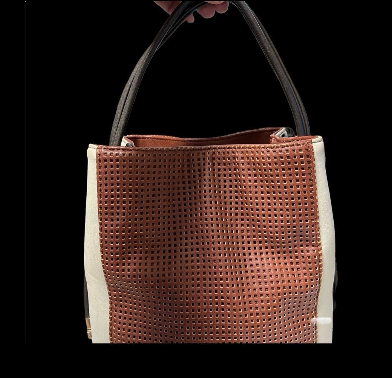 Samoe Woven Leather Satchel Tote