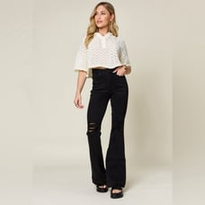 Judy Blue Black Full Size High Waist Distressed Flare Jeans- 31