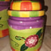 Hand Painted Ceramic 3 Piece Canister Set with Flowers and Checkerboard