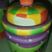 Hand Painted Ceramic 3 Piece Canister Set with Flowers and Checkerboard