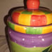 Hand Painted Ceramic 3 Piece Canister Set with Flowers and Checkerboard