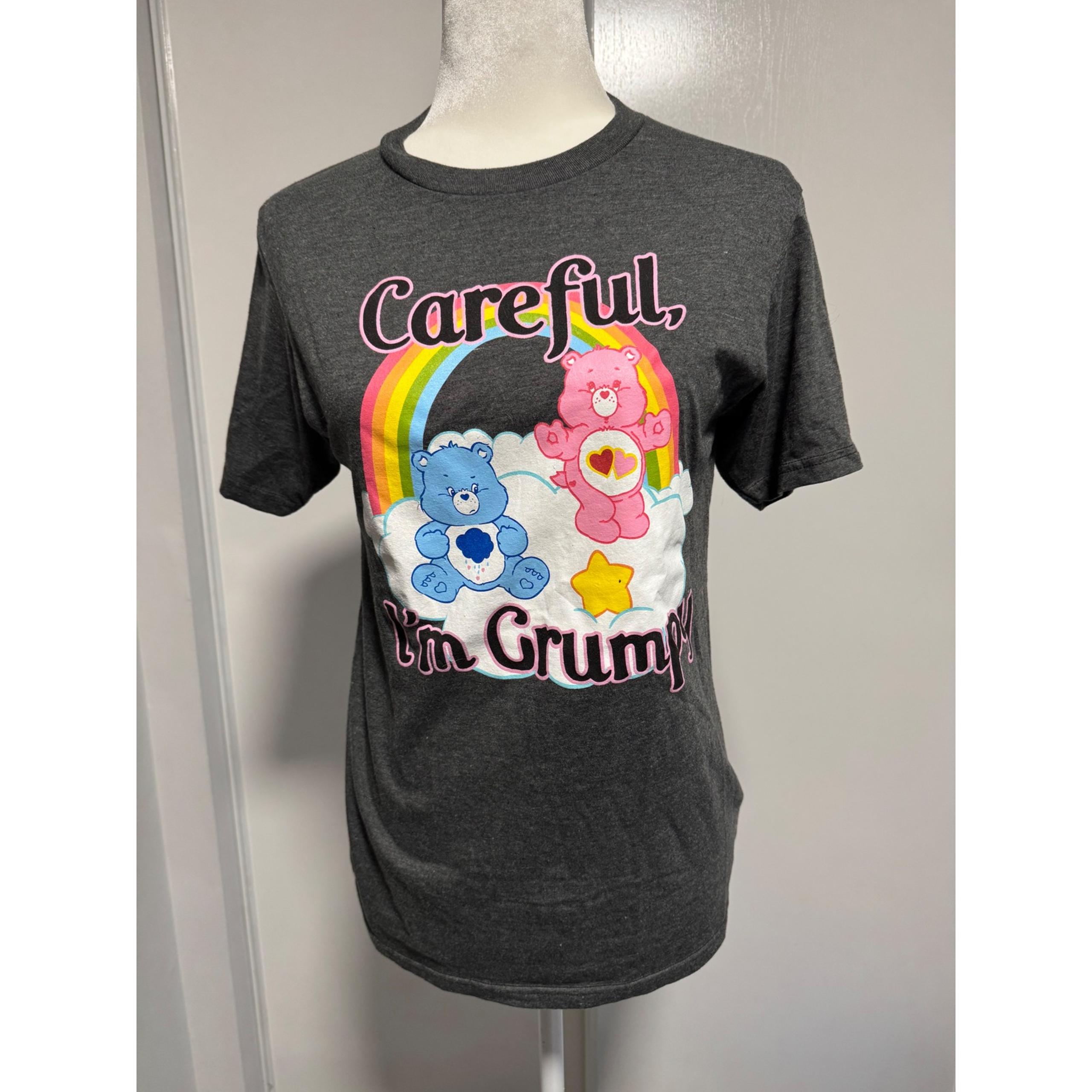 Care Bears Graphic T-Shirt Careful I'm Grumpy Rainbow Tee Women's S