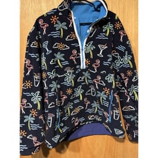 Chubbies Full Fleece Reversible Jacket Neon Cocktails, Flamingos, Palm Trees L