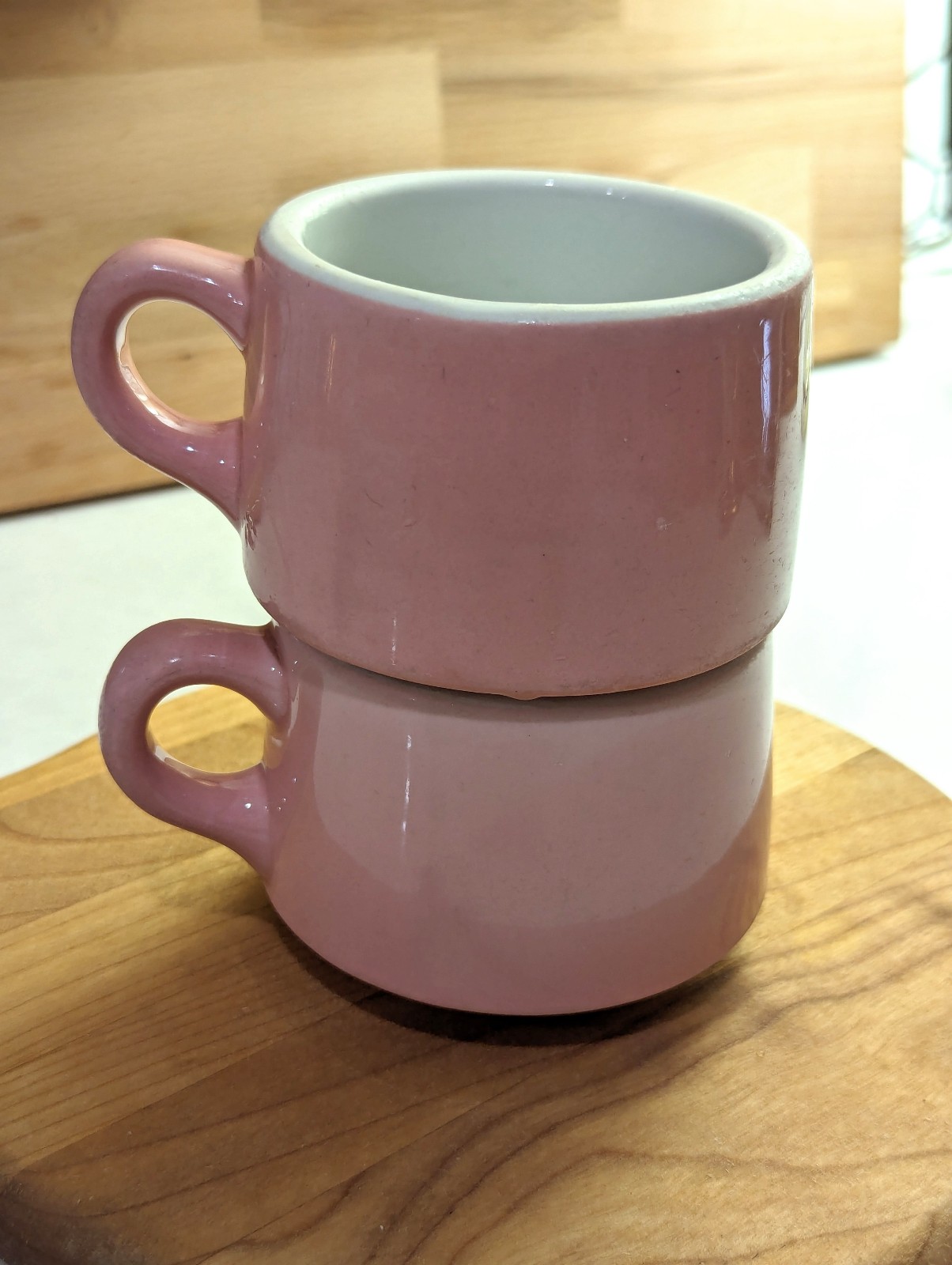 Set of 2 Vintage Baby Pink Shenango China Mugs: NEW CASTLE, PA.USA
