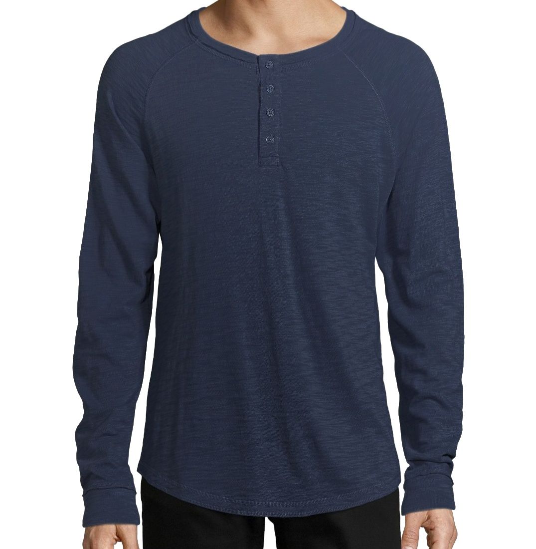 Vince Henley Blue Knit Pullover Medium