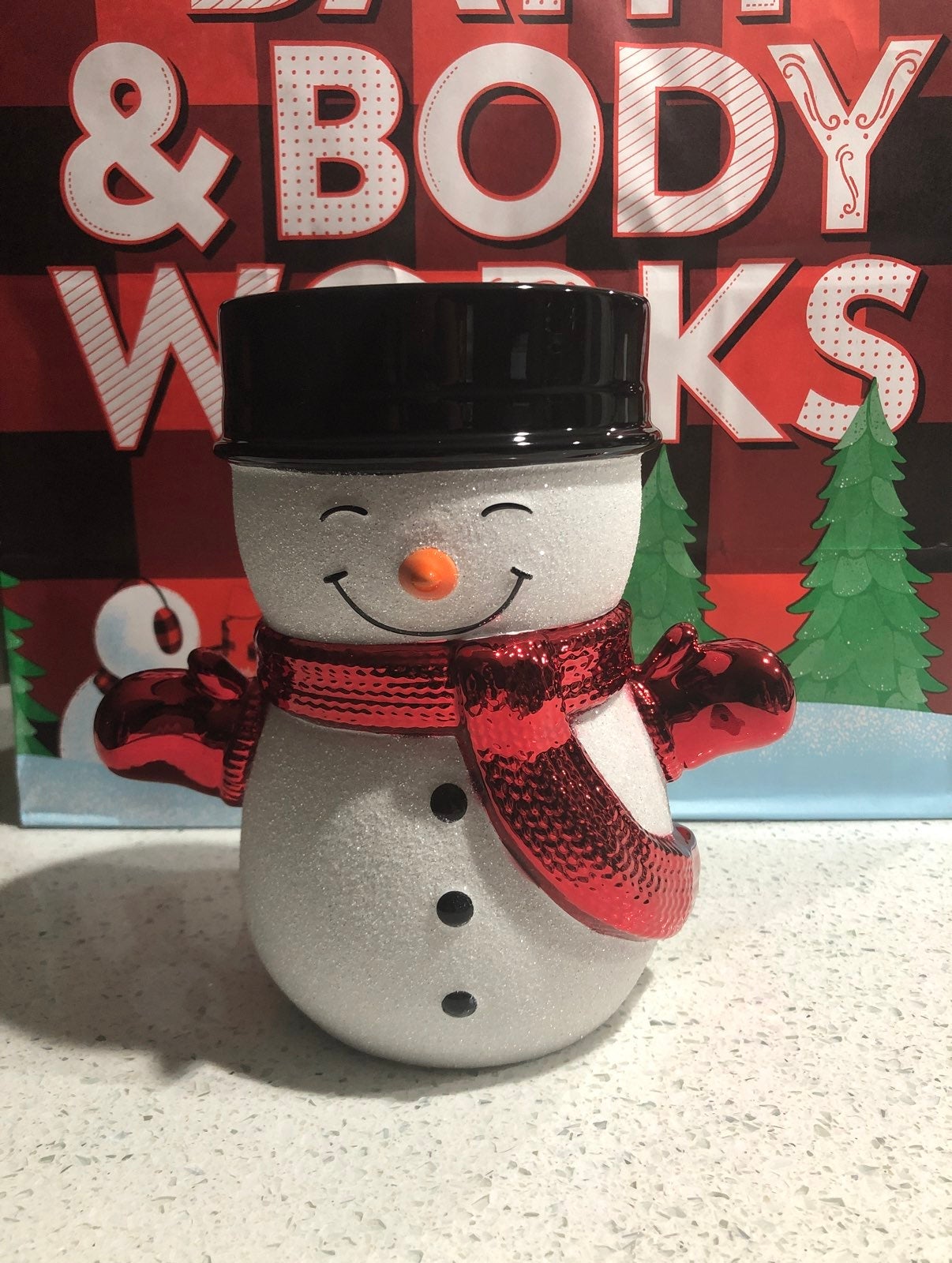 Bath and Body Works Snowman Pedestal 3-wick candle holder
