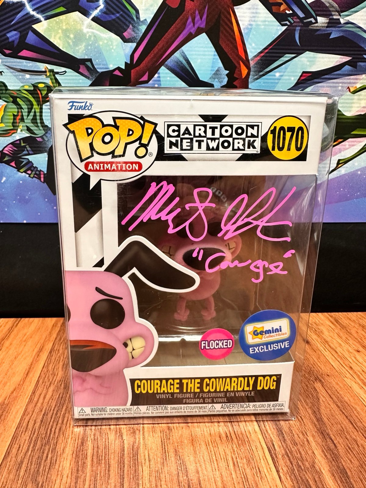 Funko Pop! Courage The Cowardly Dog Flocked Exclusive Signed by: Marty Grabstein