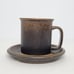 Vintage Arabia of Finland Ruska Flat Mug and Saucer Dark Brown MCM 8oz
