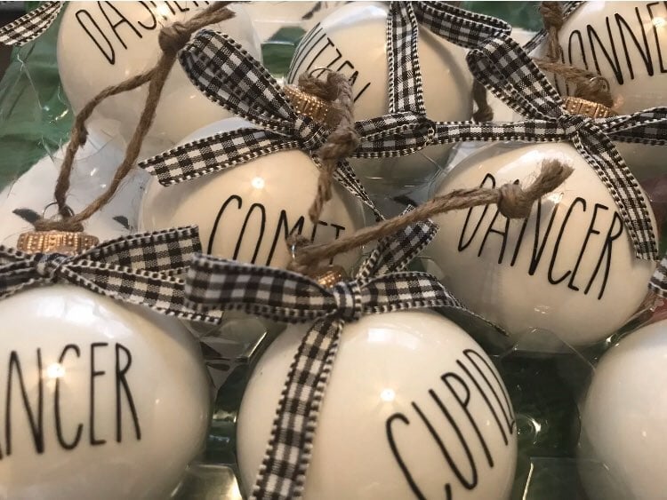 Rae Dunn Inspired Reindeer ornaments bla