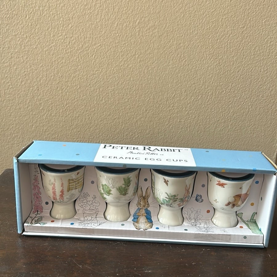 Beatrix Potter Peter Rabbit Boiled Egg Holder Mini Cup Spring Gift Set of 4 NEW