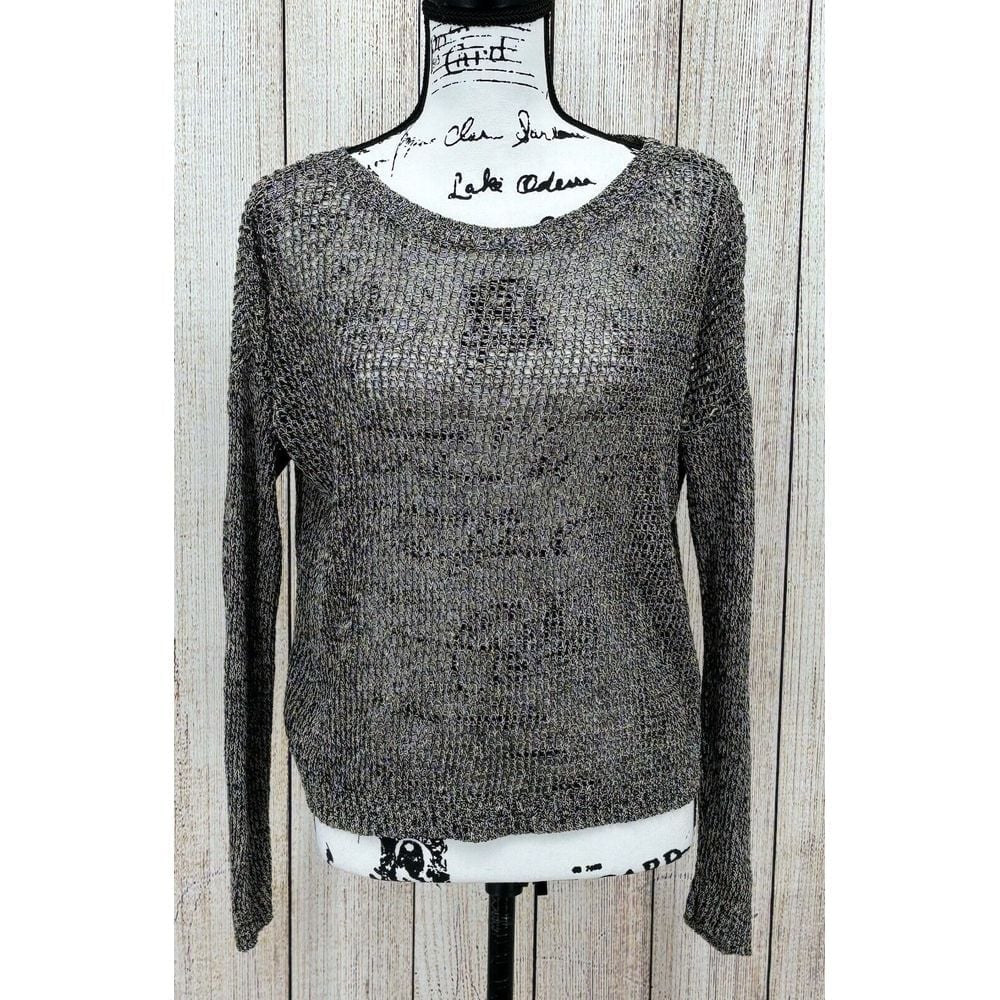 Eileen Fisher Womens Grunge Open Knit Sweater Size Medium Wool Linen Blend