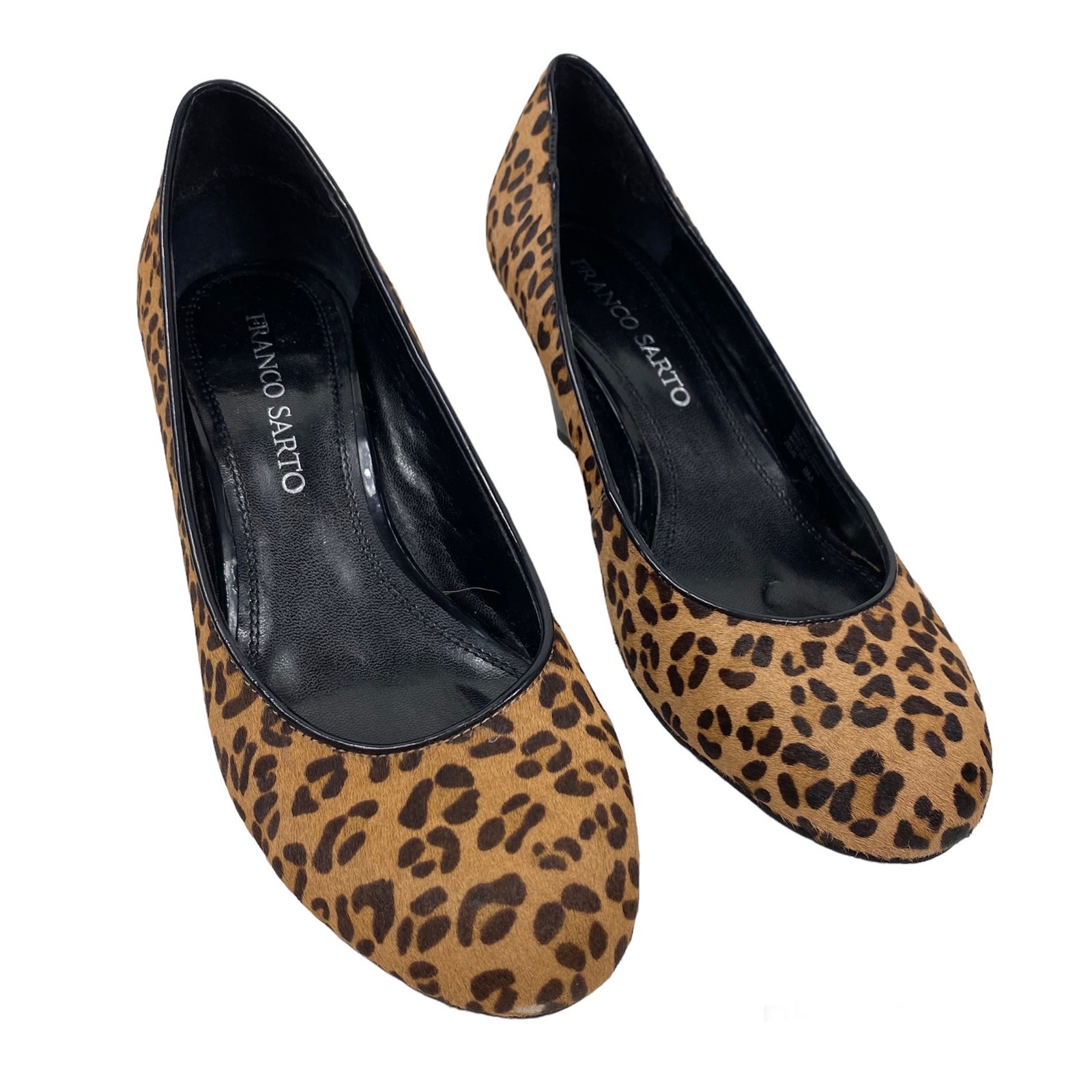 Franco sarto leopard wedge shoes deals