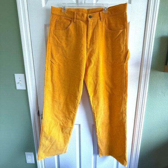 Drew House Mens Corduroy Carpenter Pants Yellow Size 36 Smiley Justin Bieber