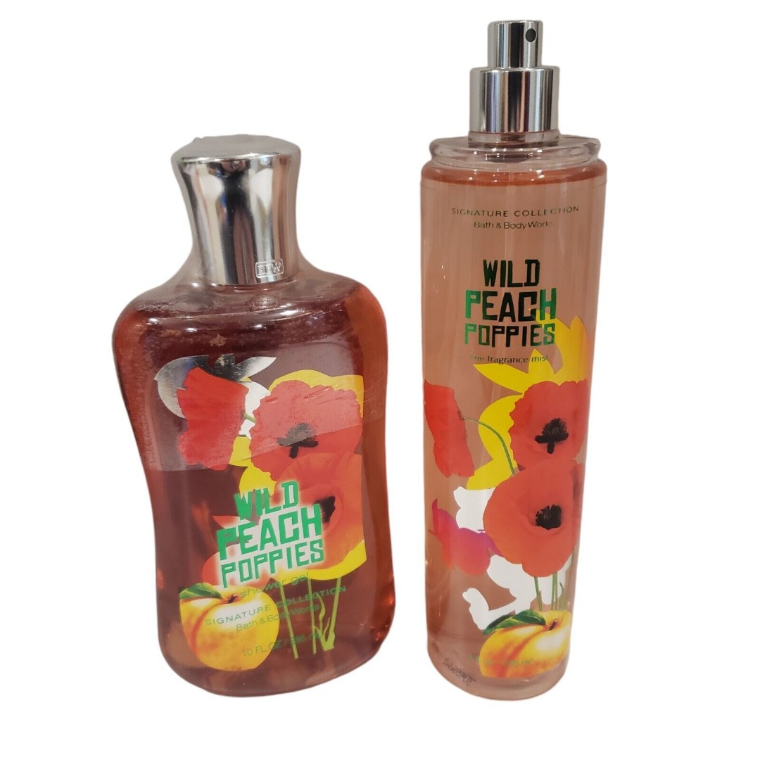 Bath & Body Works Wild Peach Poppies Fine Fragrance Mist & Shower Gel BBW