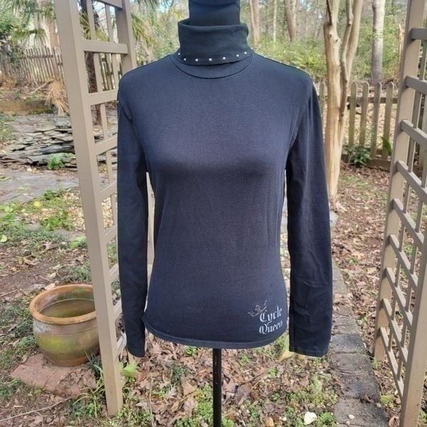 Harley Davidson Cycle Queen Studded Turtle Neck Size Small
