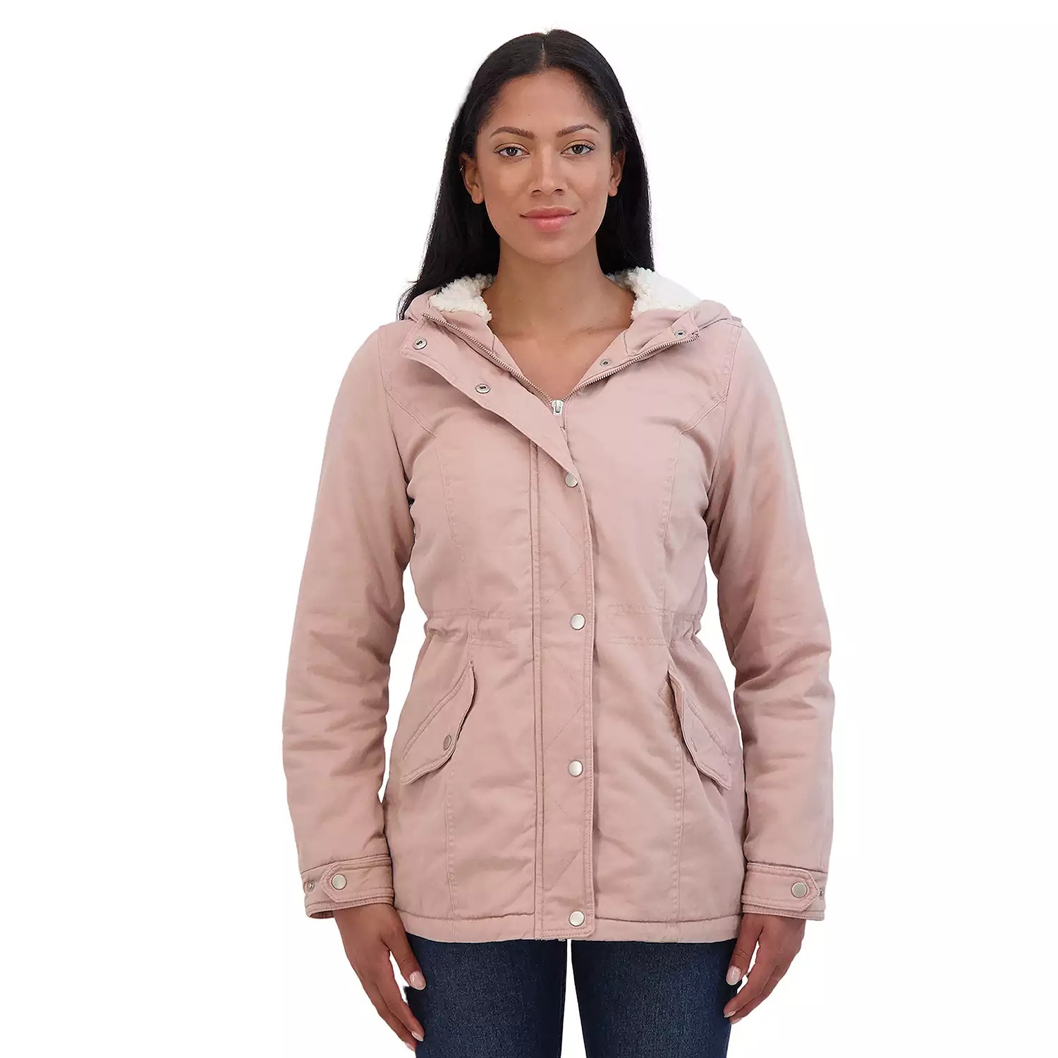 Size XS Cozy Lined Twill Hooded Anorak Coat