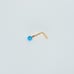 Solid 14kt gold nose piercing with ocean blue opal 20 gauge New