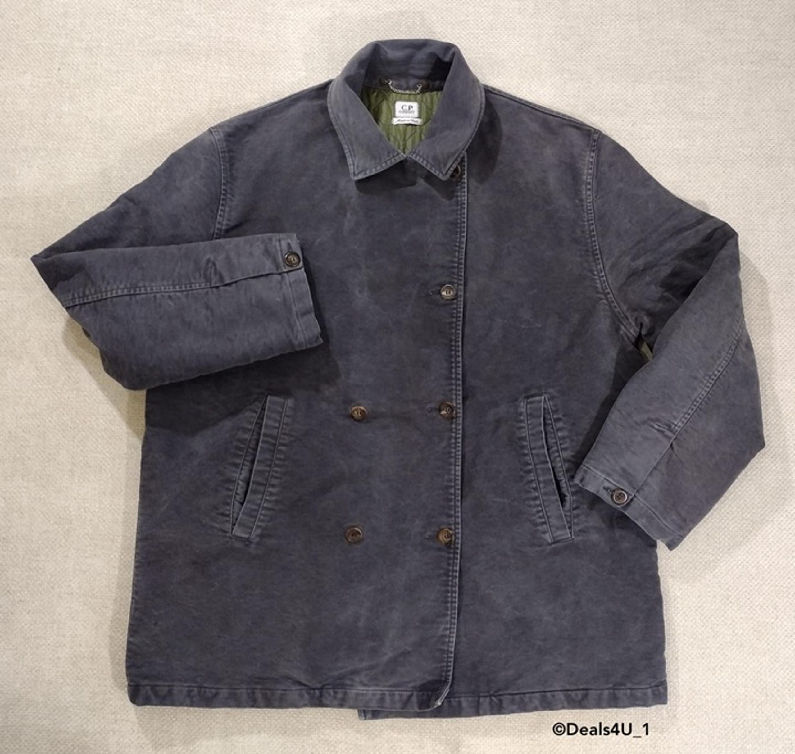 C.P. Company Men's Double Breasted Cotton Coat, Gray, Size 56
