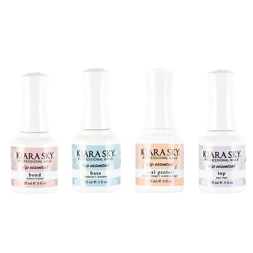 Kiara Sky Dip Powder Essential Liquids Kit Steps 1-4, 0.5 Oz