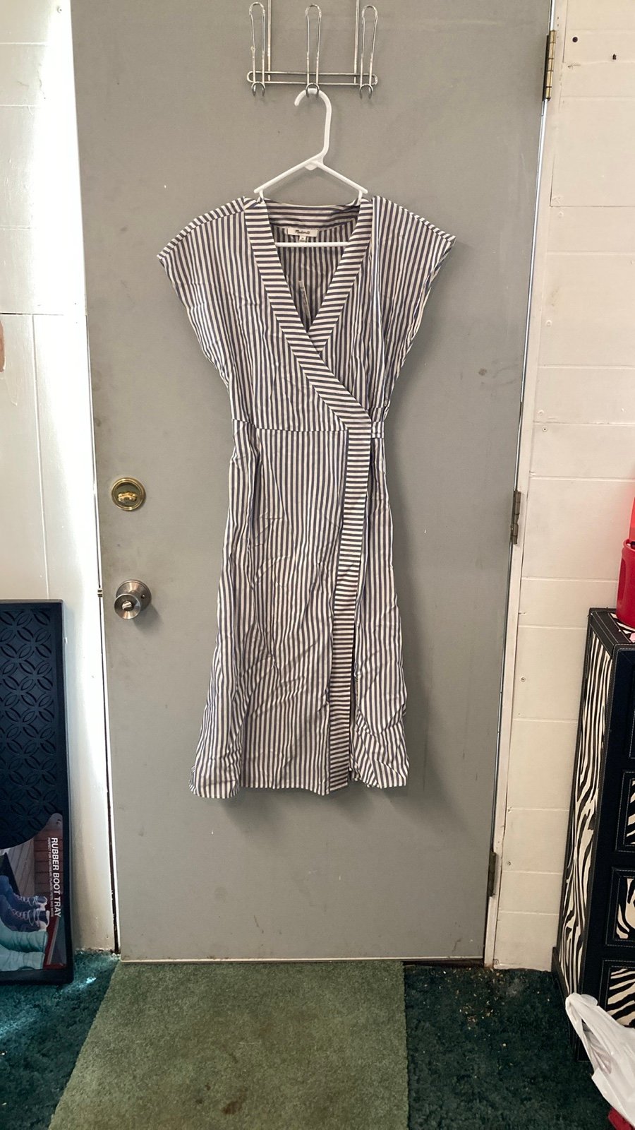 Madewell striped wrap dress NWT