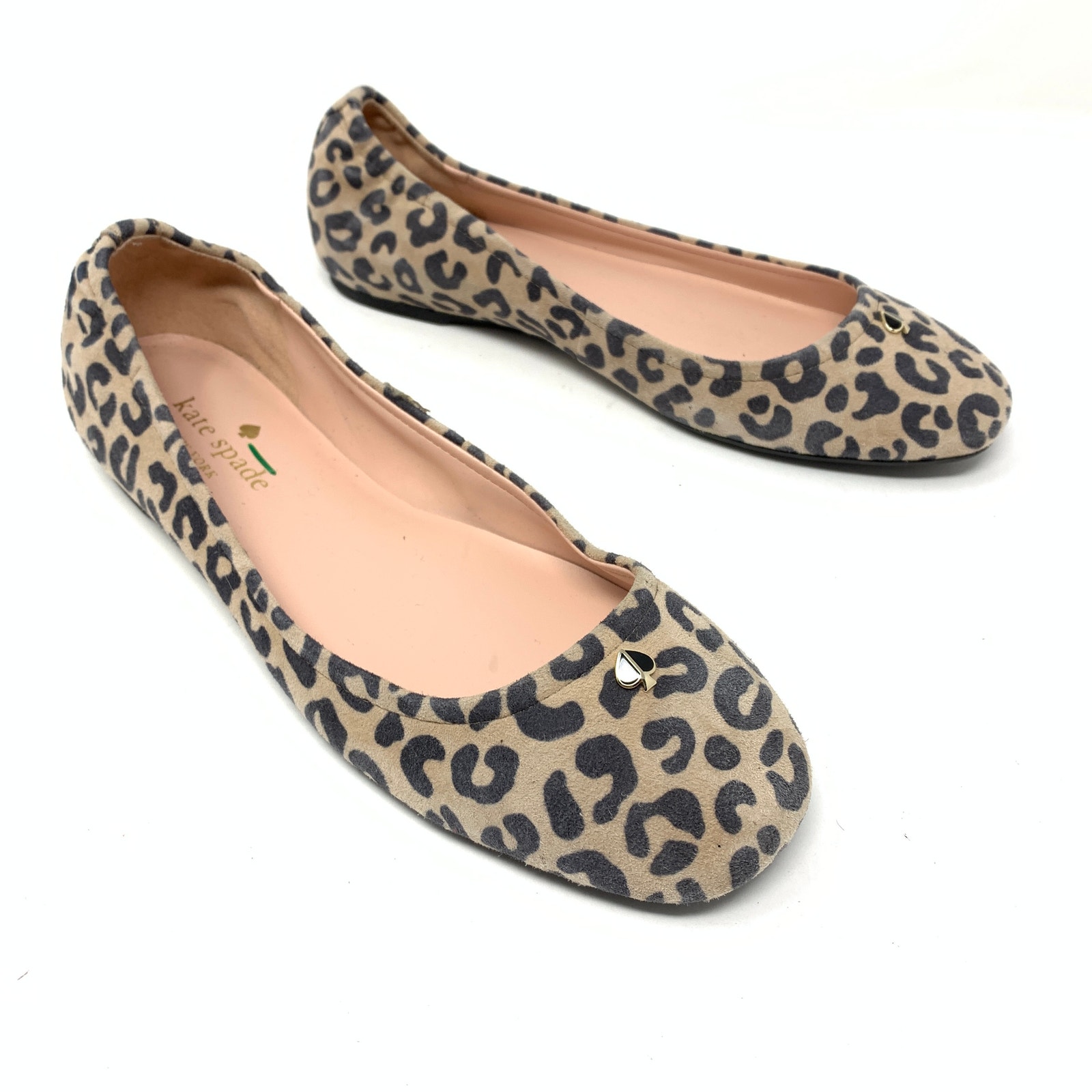 Kate Spade Women's Size 7 Keaton Ballet Flat Suede Animal Print Tan/Black