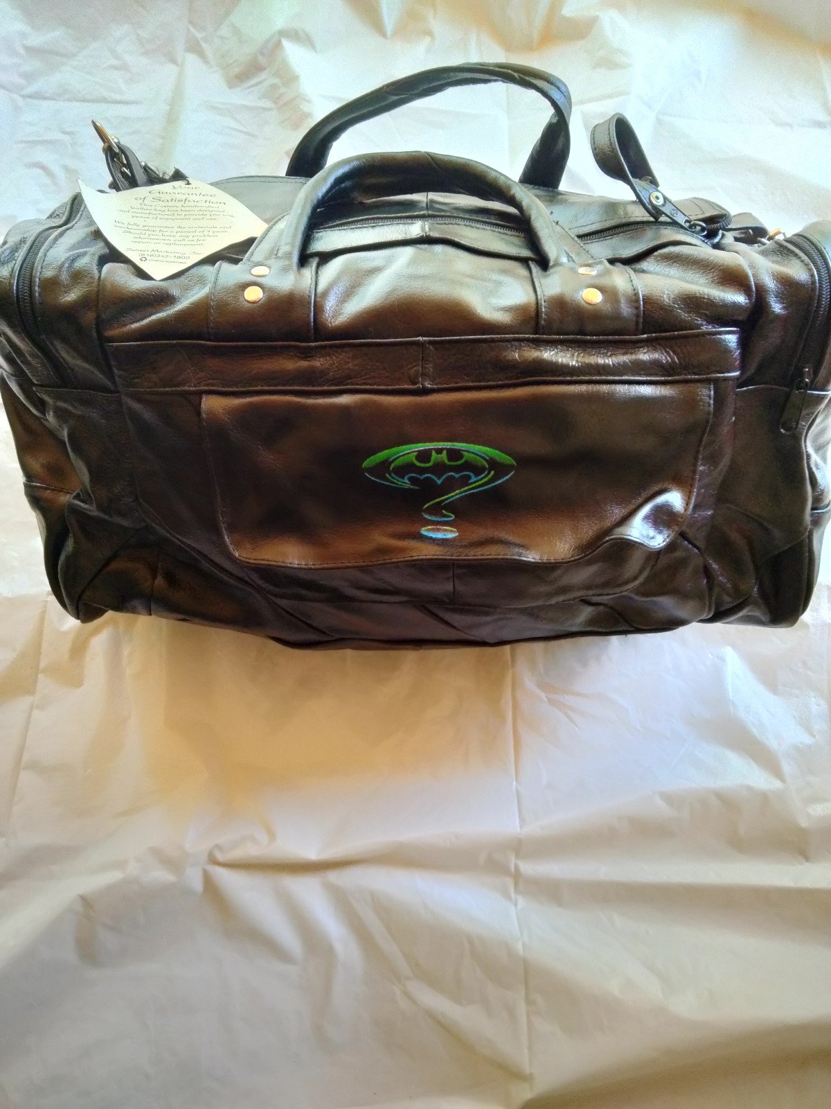 vintage) 1990's Batman Forever High Quality Handcrafted Leather Duffle Bag!