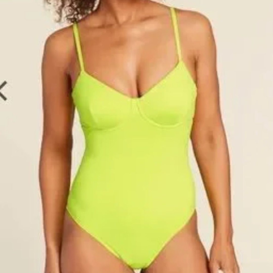 Andie Swim The Bermuda One Piece Swimsuit Neon Yellow size S NWT