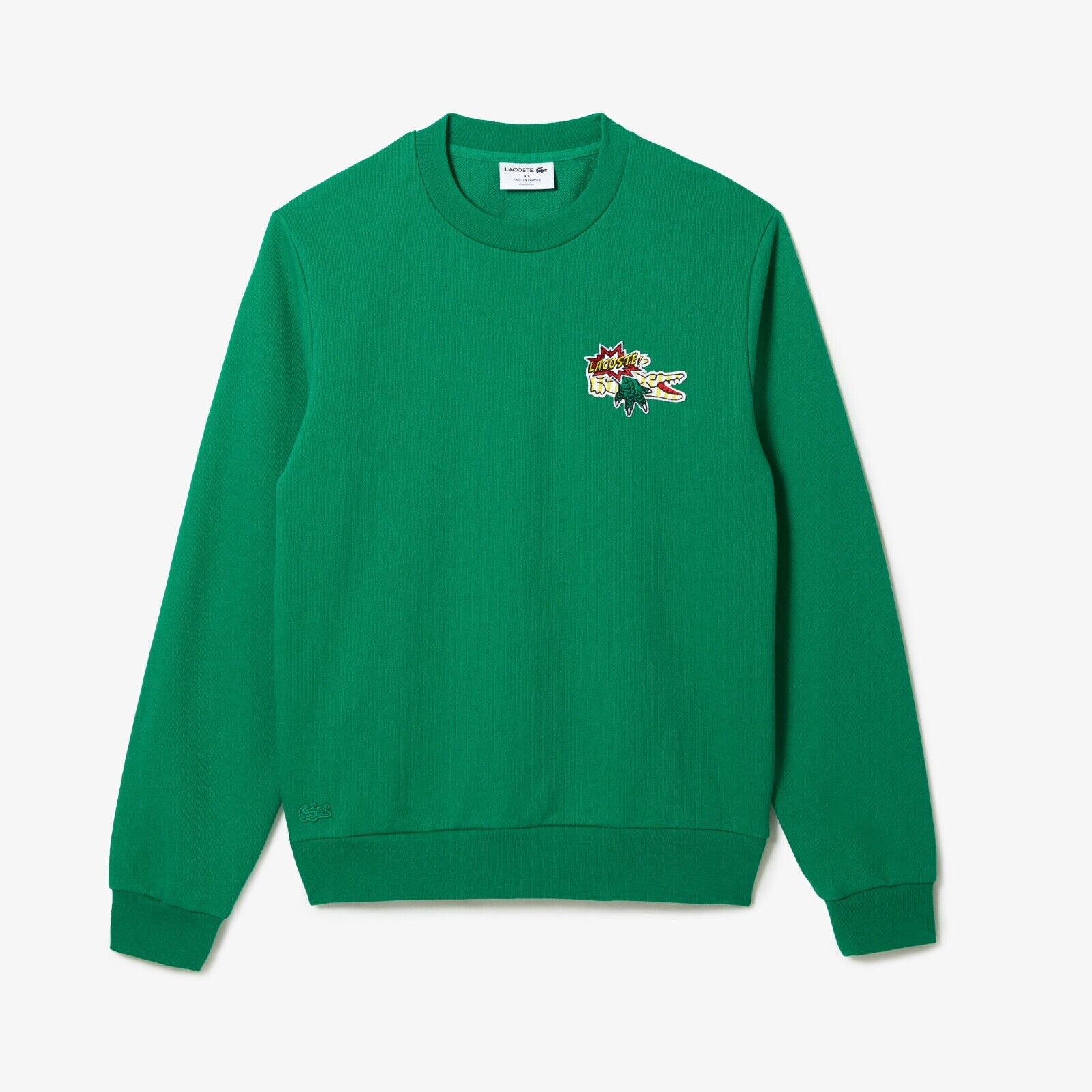size XXL - LACOSTE MEN'S GREEN BADGE ORGANIC COTTON SWEATSHIRT MADE IN FRANCE