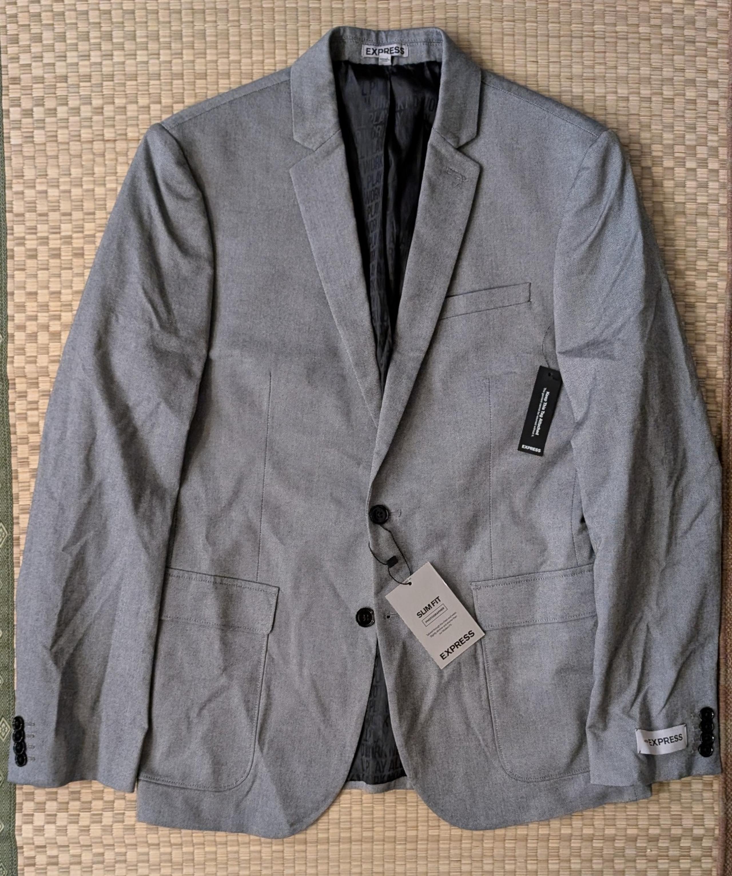 NWT Express Photographer Slim Fit Blazer Gray Men's Size 40R