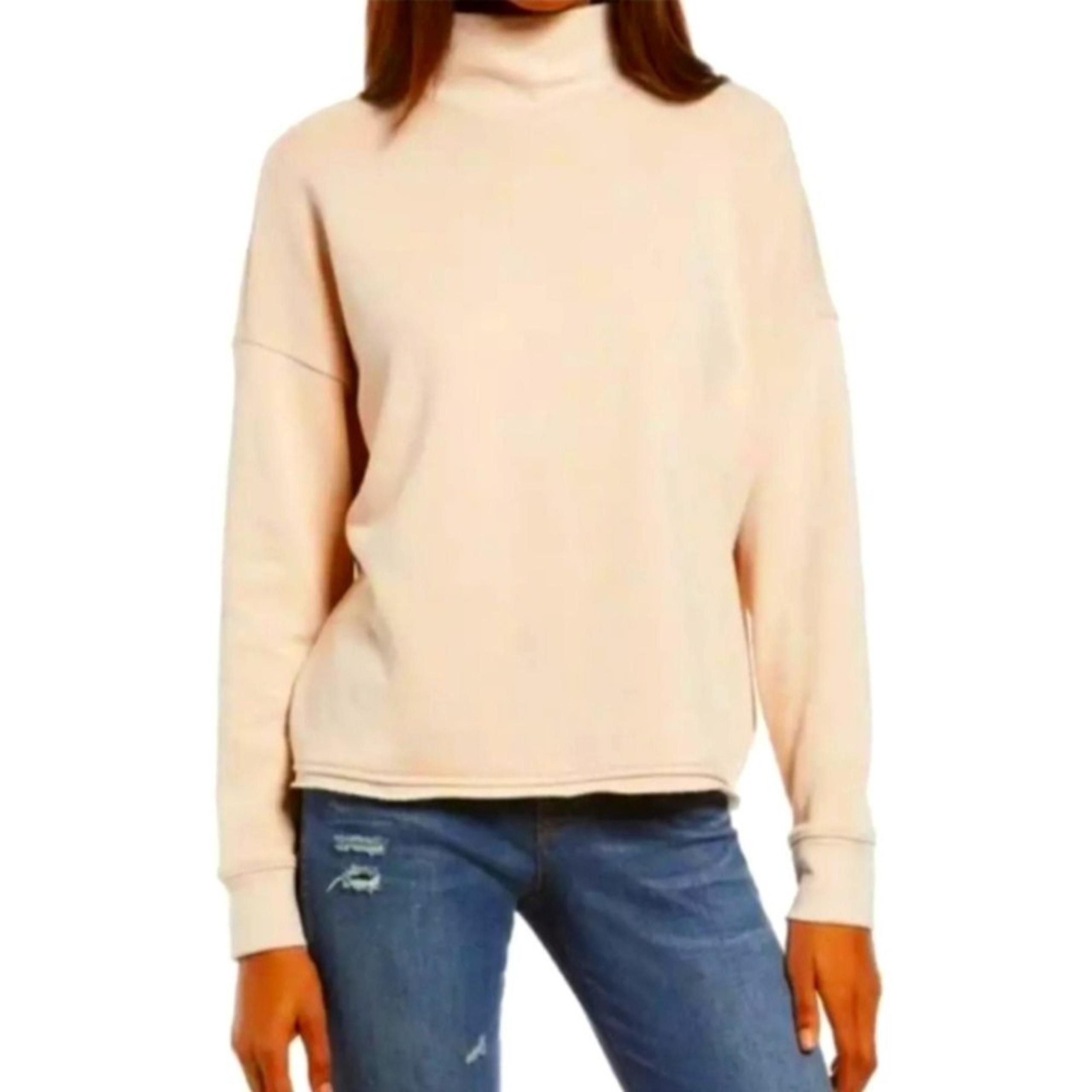MADEWELL AVALON PINK LONG SLEEVE HEMP-COTTON MOCKNECK SWEATSHIRT Sz L