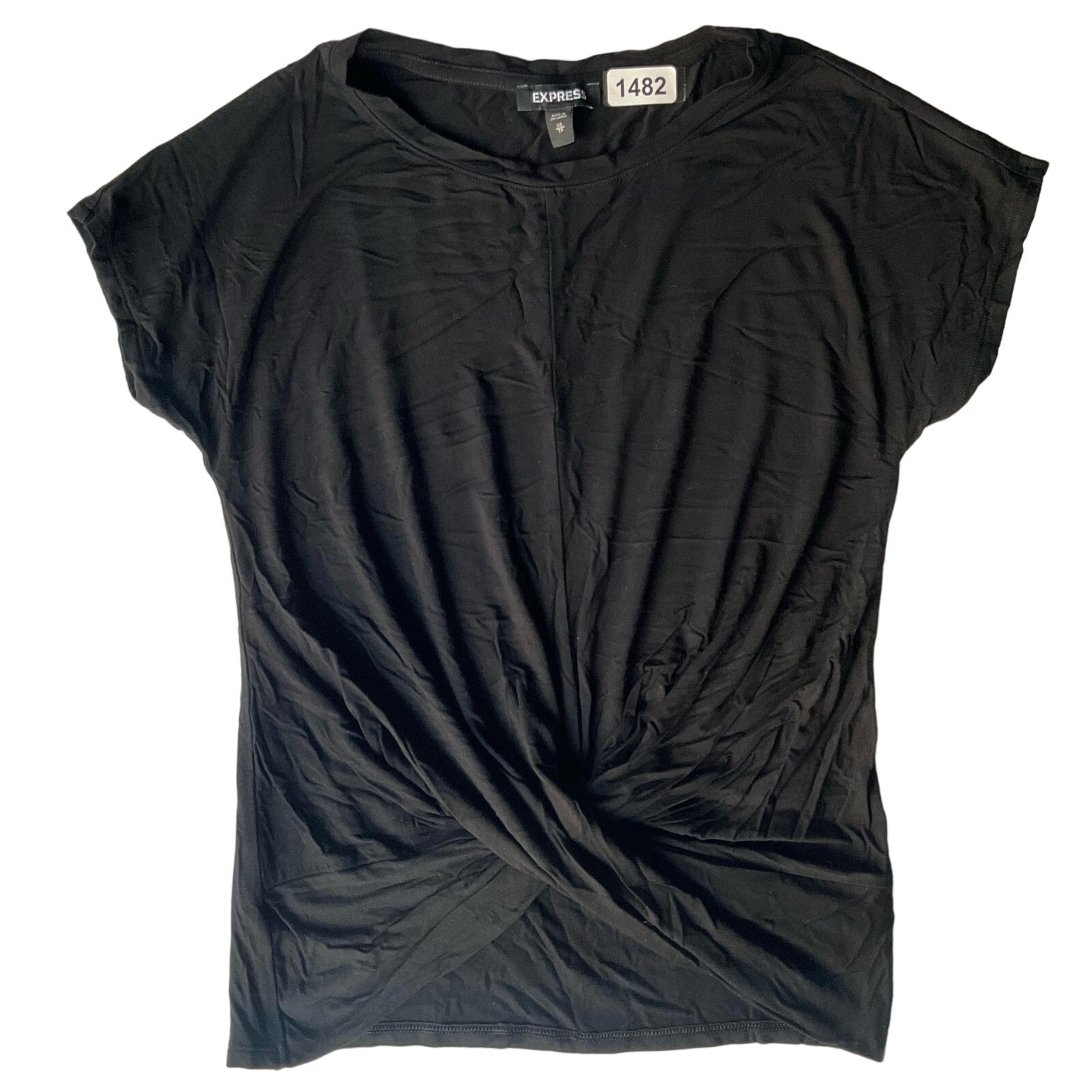 Express Women’s Short Sleeve T-shirt size XS, Solid Black, Twisted Front