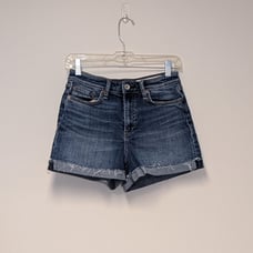 RAG & BONE WOMENS BLUE DENIM NINA HIGH-RISE SHORT SIZE 26
