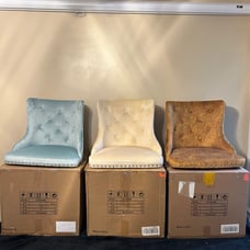 VINGLI Blue/white/rustic Armless Home Office Desk Chair with Gold Base/Wheels, C