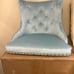 VINGLI Blue/white/rustic Armless Home Office Desk Chair with Gold Base/Wheels, C