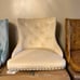 VINGLI Blue/white/rustic Armless Home Office Desk Chair with Gold Base/Wheels, C