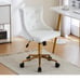 VINGLI Blue/white/rustic Armless Home Office Desk Chair with Gold Base/Wheels, C
