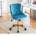 VINGLI Blue/white/rustic Armless Home Office Desk Chair with Gold Base/Wheels, C