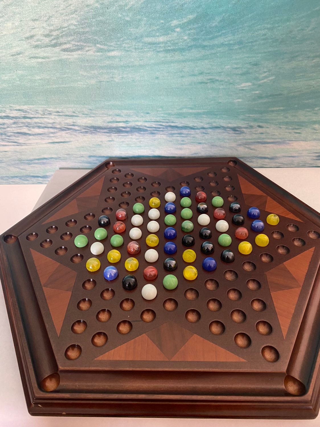 Bombay Wood Solitaire Marble Game